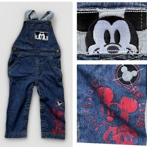 Disney Baby Mickey Mouse Denim Overalls Size 18 Months Embroidered